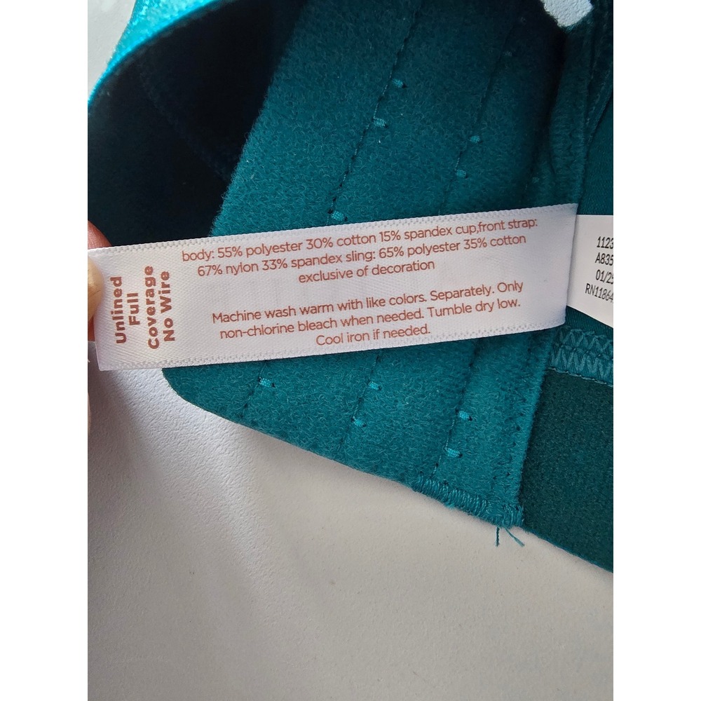Cacique Teal Blue Lace Unlined Full Coverage No-Wire Bra 50DDD S6117 NEW - Picture 6 of 7